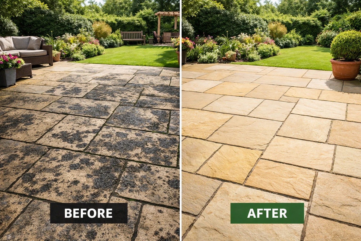 Remove Black Spots from Your Patio in Bracknell - Professional exterior cleaning guide by PowerJ Cleaning Services Bracknell