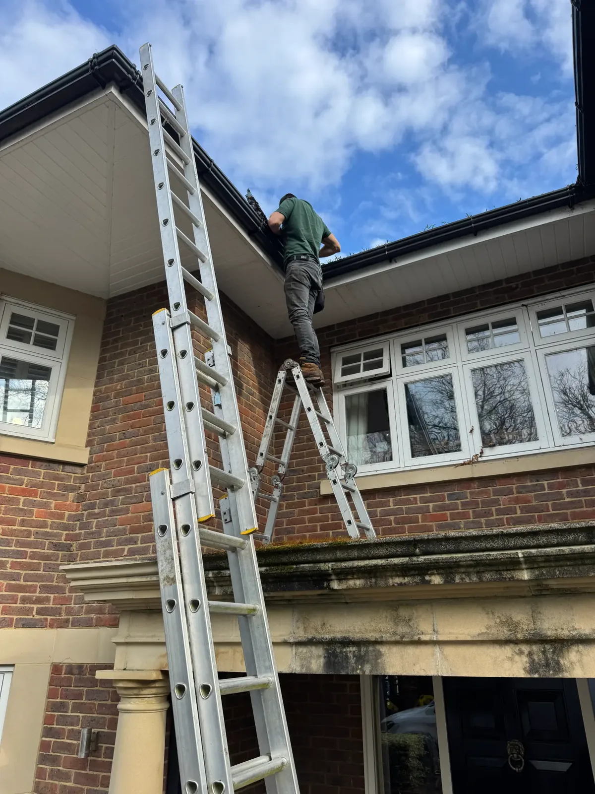 Gutter cleaning at a large detached property in Berkshire — PowerJ Exterior Cleaning